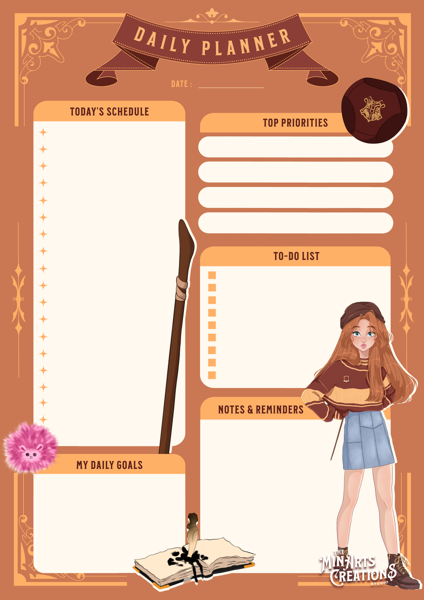Printable & Digital Daily Planner - Hogwarts Girls Themed