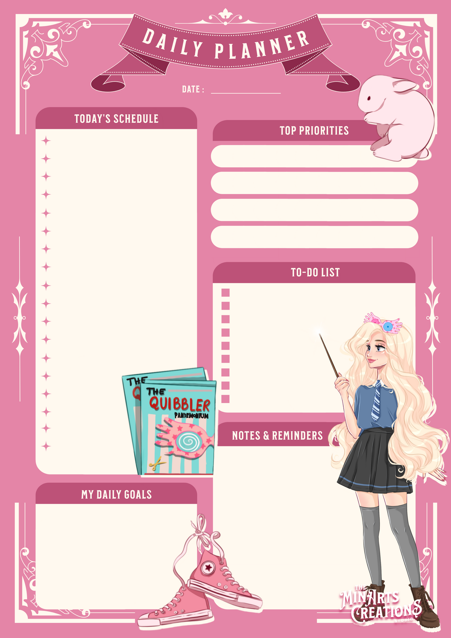 Printable & Digital Daily Planner - Hogwarts Girls Themed