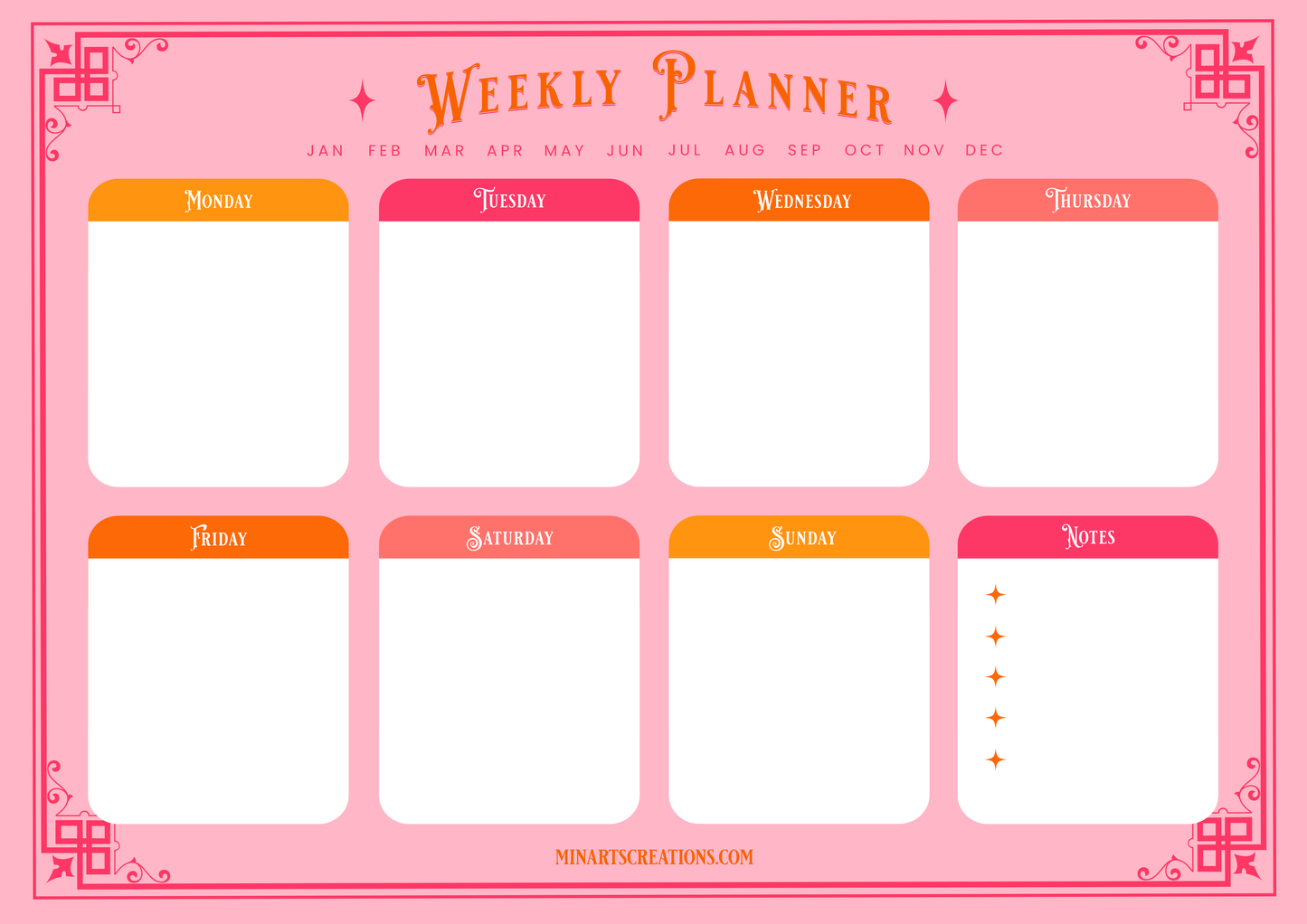 Printable & Digital Weekly Planner - Victorian Style