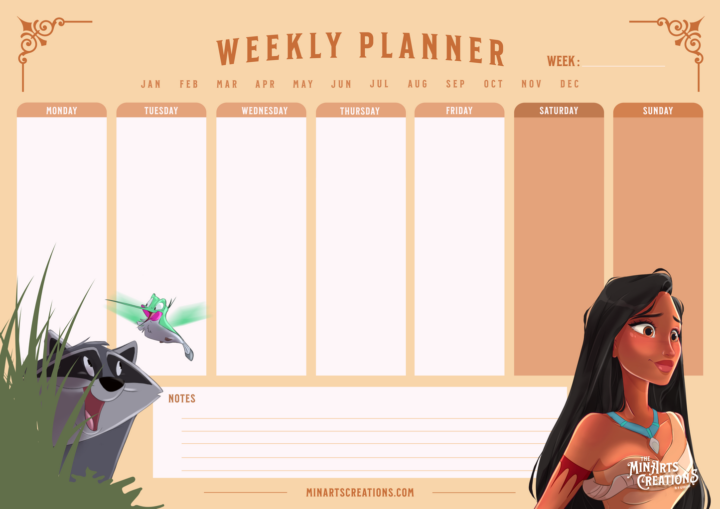 Printable & Digital Weekly Planner - Princesses Themed