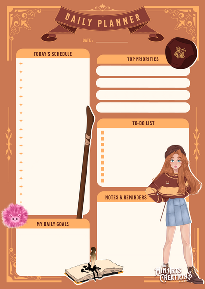 Agenda quotidien imprimable et numérique - Thème Filles de Poudlard