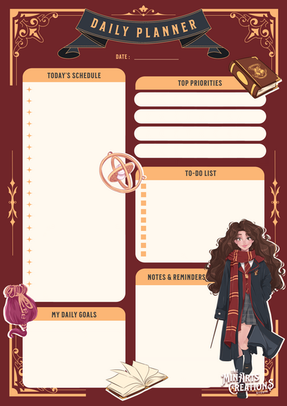 Agenda quotidien imprimable et numérique - Thème Filles de Poudlard