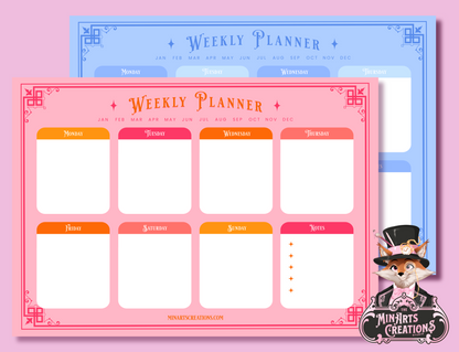 Agenda hebdomadaire imprimable et numérique - Style victorien