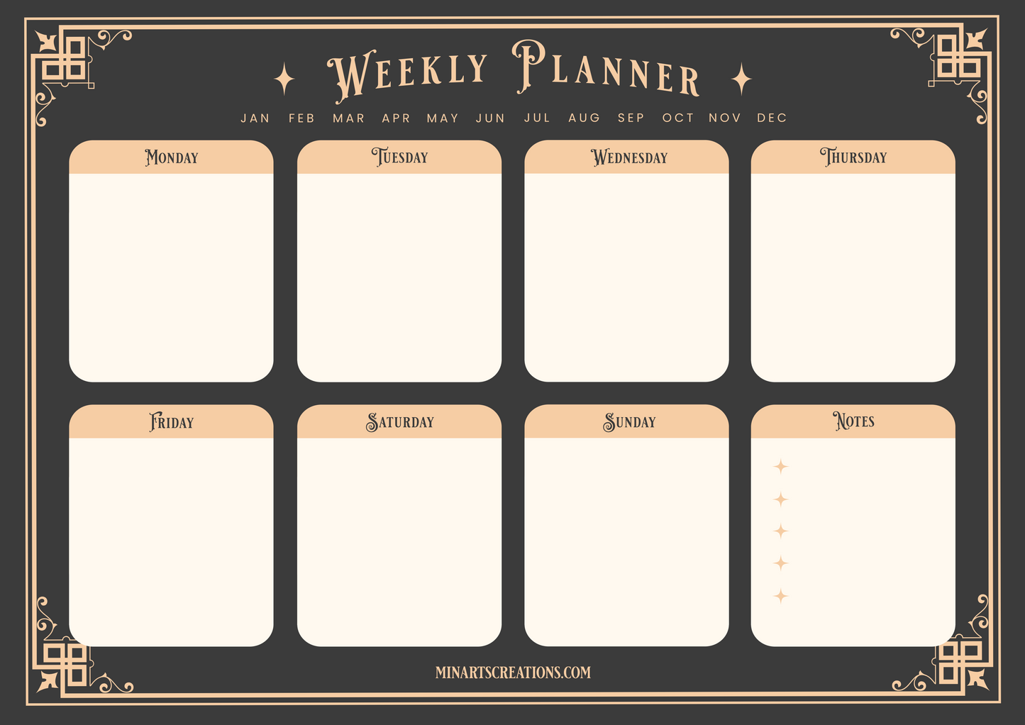 Printable & Digital Weekly Planner - Victorian Style