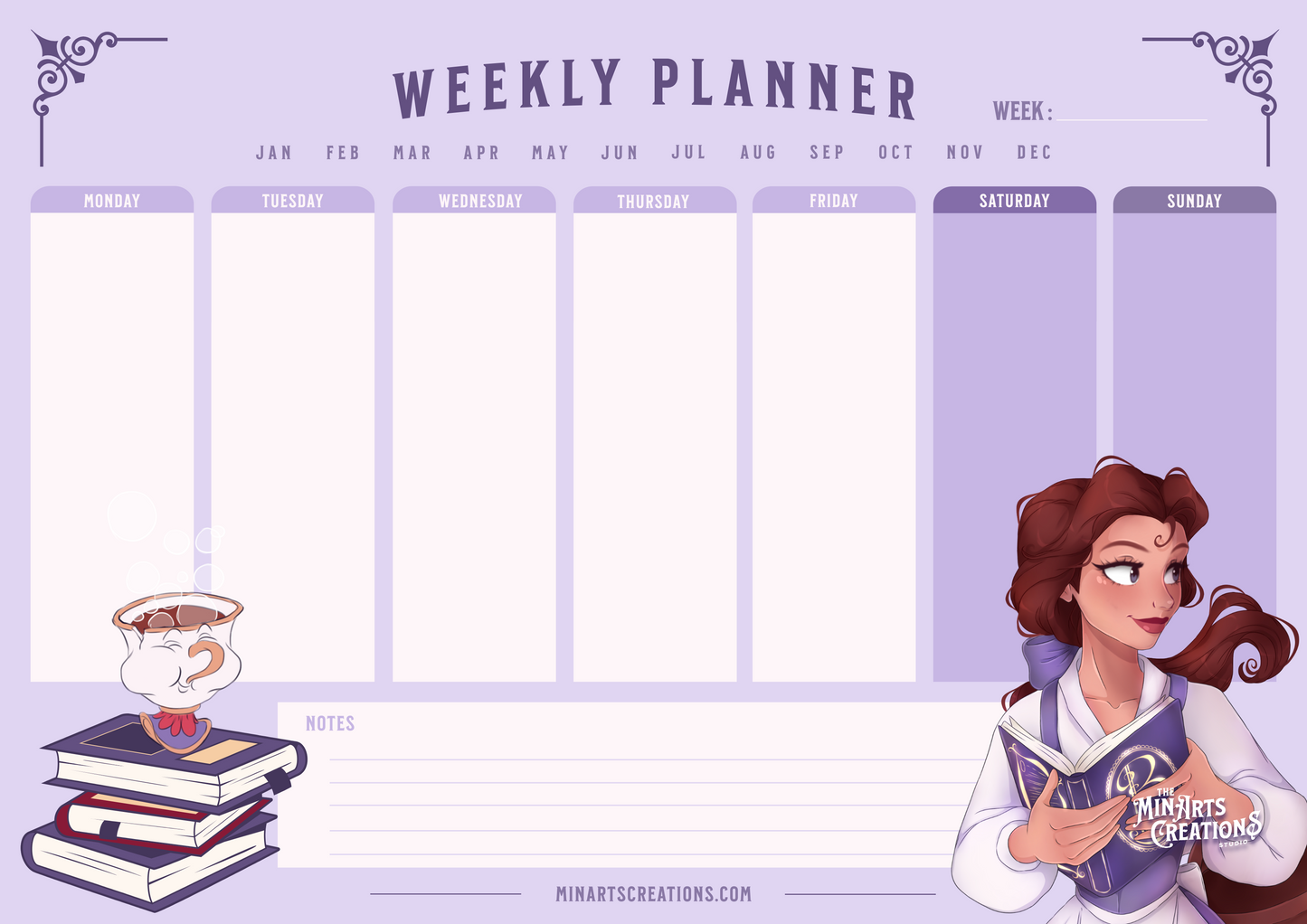 Printable & Digital Weekly Planner - Princesses Themed