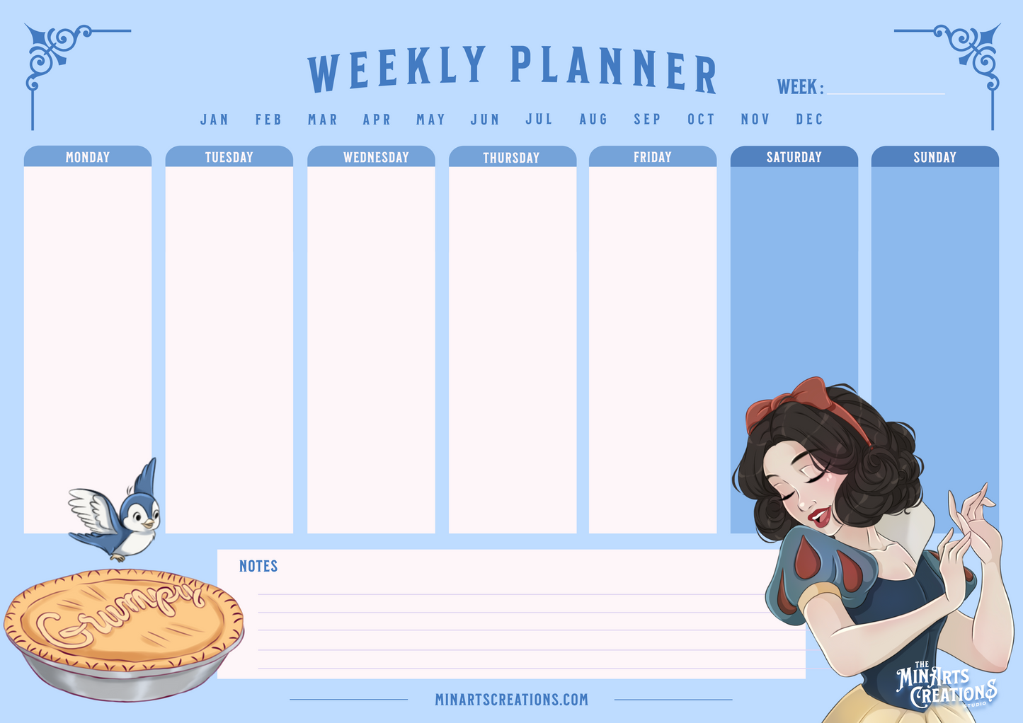 Printable & Digital Weekly Planner - Princesses Themed