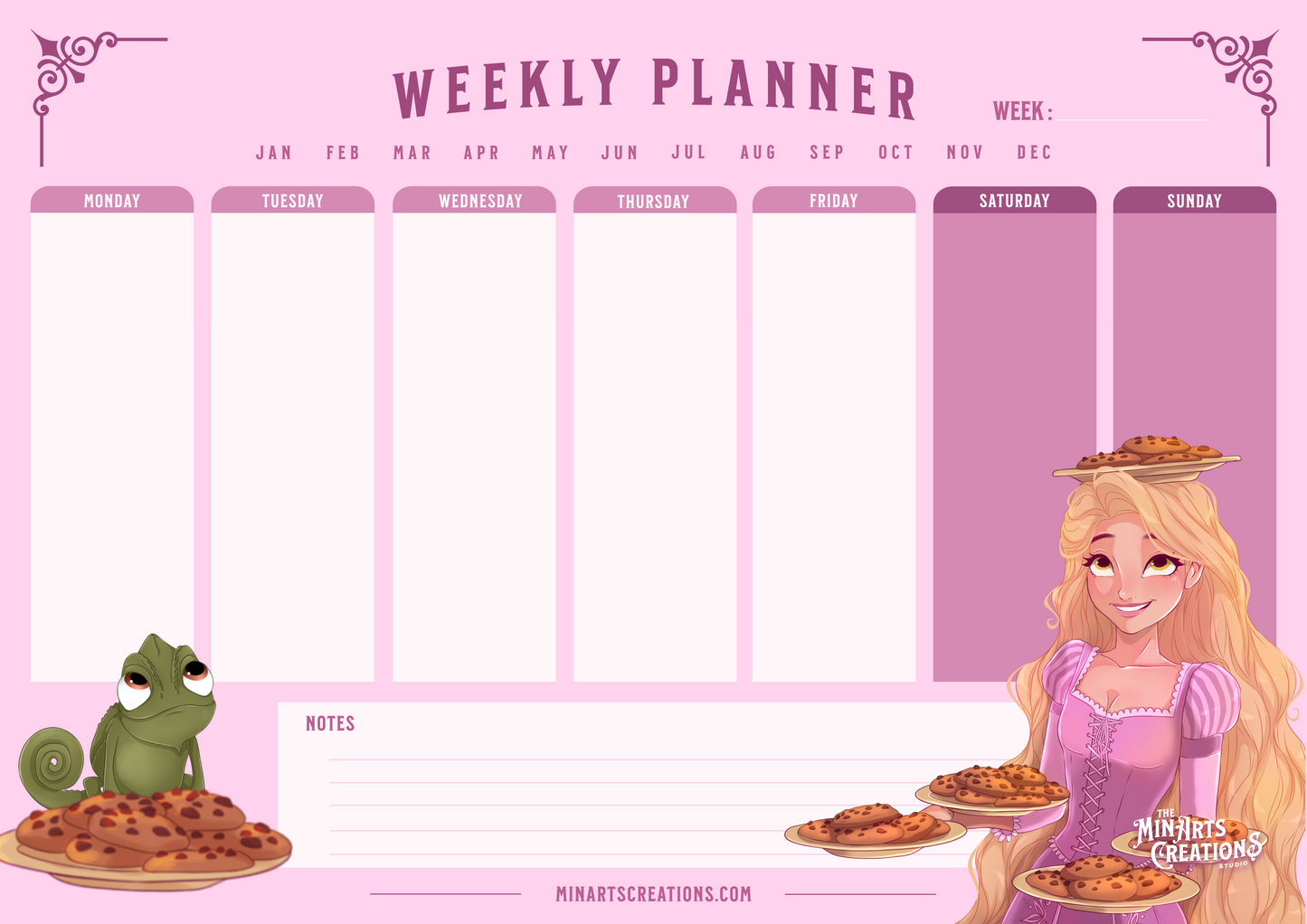 Printable & Digital Weekly Planner - Princesses Themed
