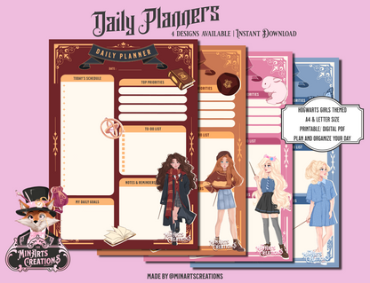 Agenda quotidien imprimable et numérique - Thème Filles de Poudlard