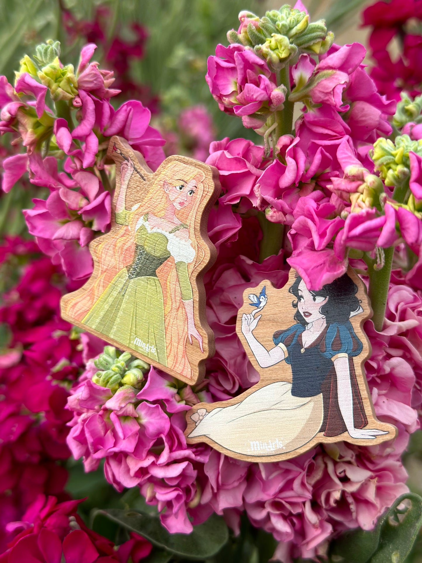 Golden-Haired Princess Wooden Pin